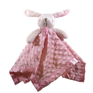 Baby Lovey Pink Bunny Minky Dot Satin Girl's Blanket Plush Rabbit Pro Goleem